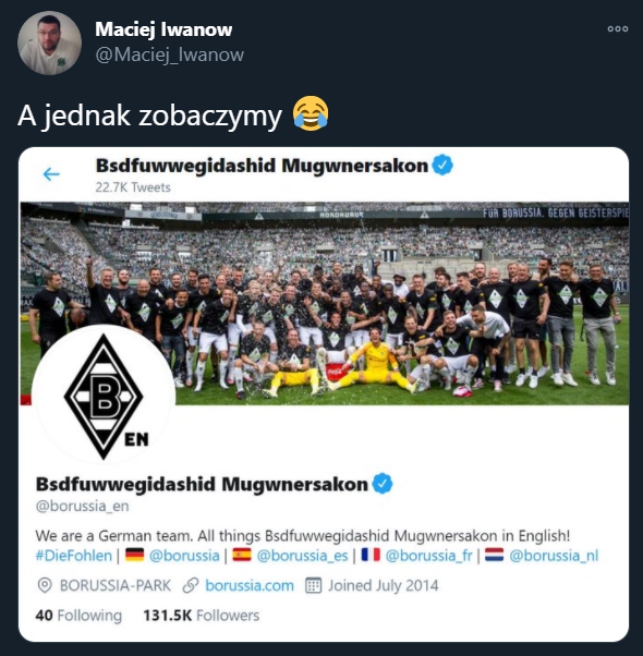 Borussia Mönchengladbach ZMIENIŁA nazwę na Twitterze, po tym jak...